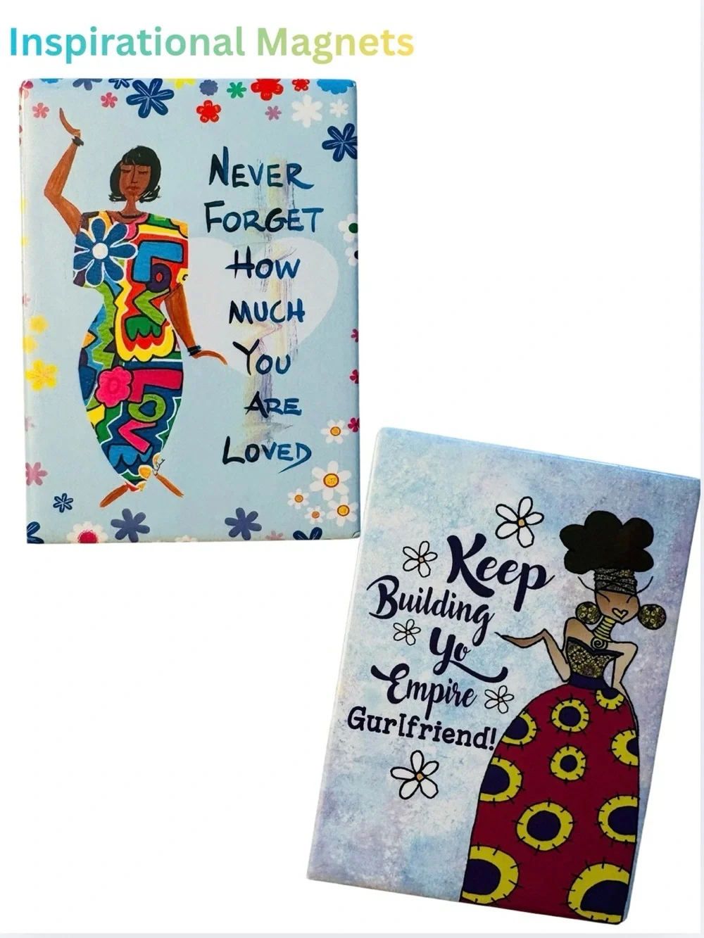 MAGNETS: Colorful Inspirational Magnet Set w/Afrocentric Designs, EUC